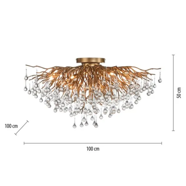 Deckenleuchte, Altmessing Optik, 280 Glasprismen, LED fähig