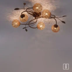 Deckenleuchte, braun, gold, Landhaus-Stil, lichtdurchlässiges Muster