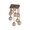 Deckenleuchte, braun-gold, Landhaus-Stil, 9 Spots, lichtdurchlässig, rost