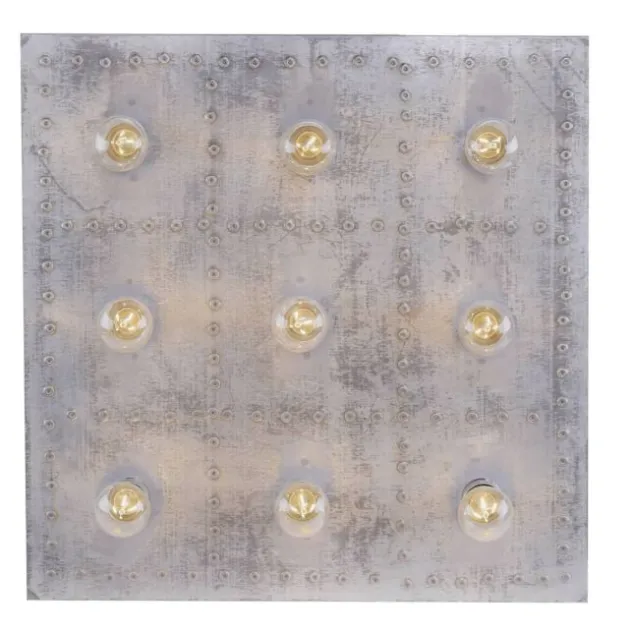 Deckenleuchte, eisen, quadratisch, Industrial-Stil, 9-flammig, E27 Fassung