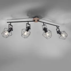 Deckenleuchte, Holz, Metall, modern, rustikales Design, schwenkbar, Vintage