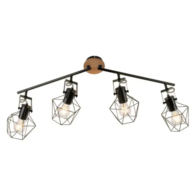 Deckenleuchte, Holz, Metall, modern, rustikales Design, schwenkbar, Vintage