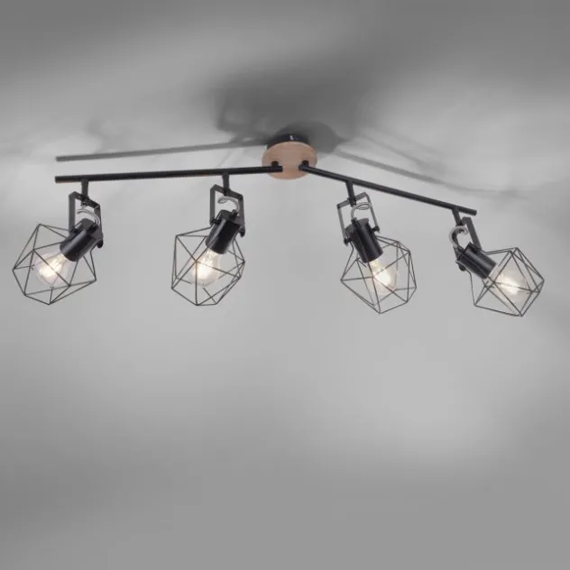Deckenleuchte, Holz, Metall, modern, rustikales Design, schwenkbar, Vintage