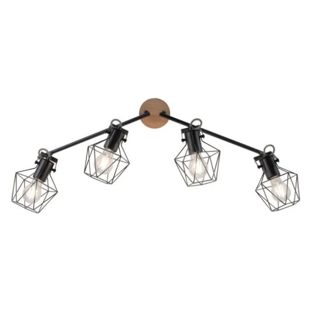 Deckenleuchte, Holz, Metall, modern, rustikales Design, schwenkbar, Vintage