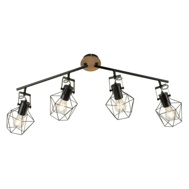 Deckenleuchte, Holz, Metall, modern, rustikales Design, schwenkbar, Vintage