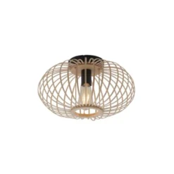 Deckenleuchte, Holz, Natur, oval, E27, Retro, Ø 40cm