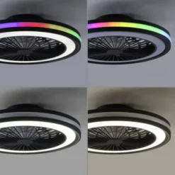 Deckenventilator, Deckenleuchte schwarz, Drehrichtungswechsel mit Rainbow RGB