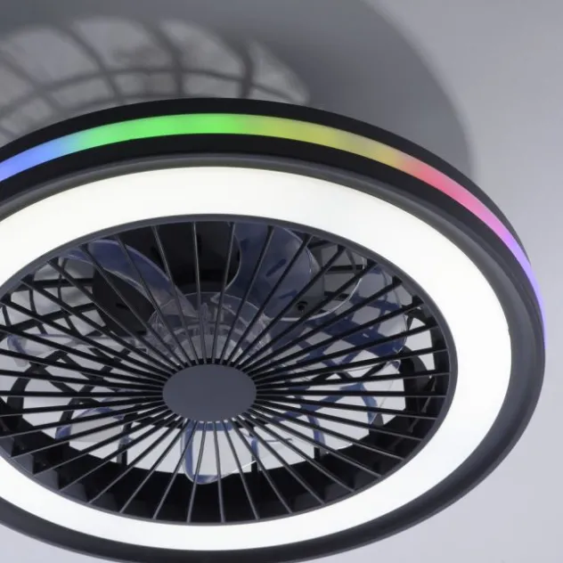 Deckenventilator, Deckenleuchte schwarz, Drehrichtungswechsel mit Rainbow RGB