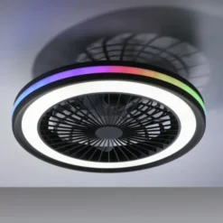Deckenventilator, Deckenleuchte schwarz, Drehrichtungswechsel mit Rainbow RGB