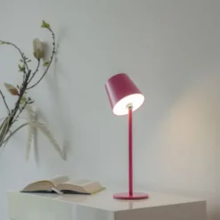 Flaschenleuchte, Akku, mit zusätzlichem Fuß, pink