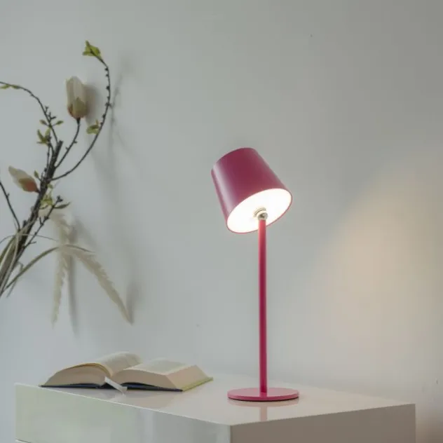 Flaschenleuchte, Akku, mit zusätzlichem Fuß, pink