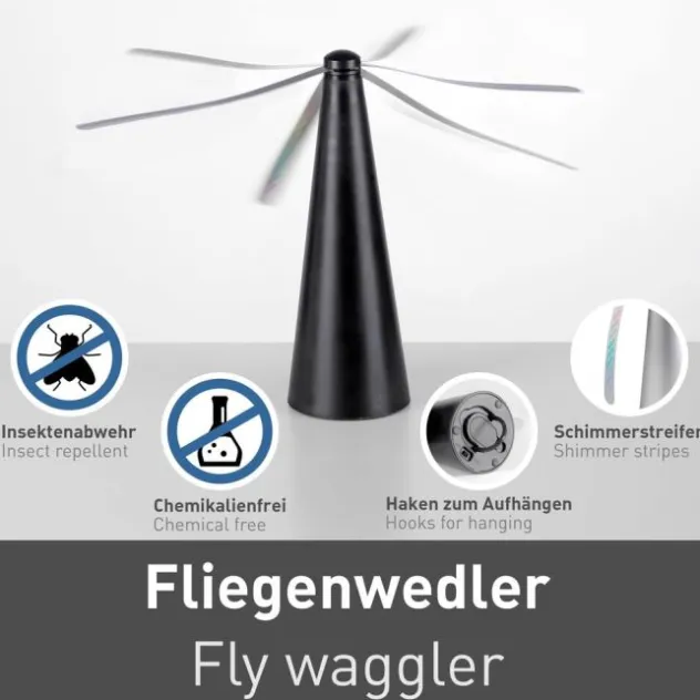 Fliegenwedler schwarz elektrisch Batterie mit USB Insektenabwehr