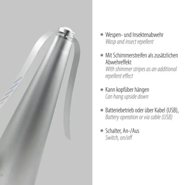 Fliegenwedler silber elektrisch Batterie mit USB Insektenabwehr