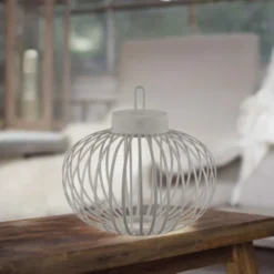 JUST LIGHT Akku Leuchte Gabbia Tisch oder Pendelleuchte, weiß