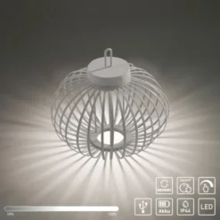 JUST LIGHT Akku Leuchte Gabbia Tisch oder Pendelleuchte, weiß