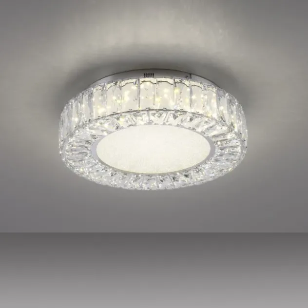 JUST LIGHT LED Deckenleuchte KULUNKA Kristallrand D=37cm 4000K modern