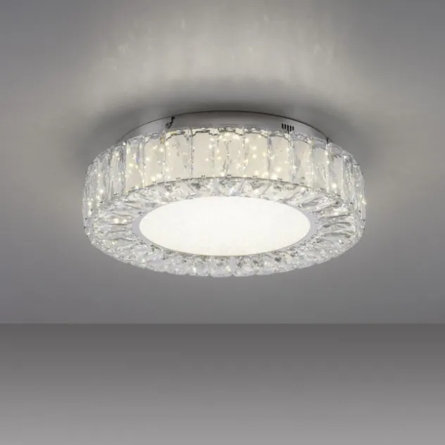 JUST LIGHT LED Deckenleuchte KULUNKA Kristallrand D=37cm 4000K modern