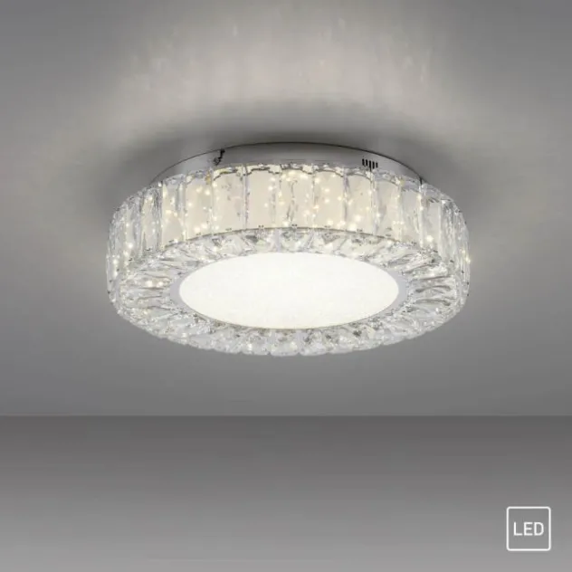 JUST LIGHT LED Deckenleuchte KULUNKA Kristallrand D=37cm 4000K modern