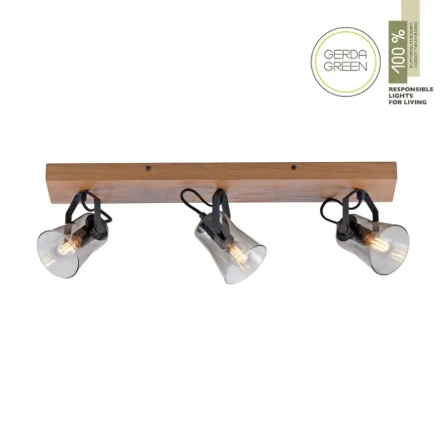 JUST LIGHT LED Deckenleuchte GERDA LANGSTRÖM 3-flammig Eiche Echtholz
