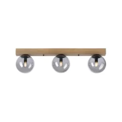 JUST LIGHT LED Deckenleuchte GERDA WIDOW 3-flammig Holz rauchfarben