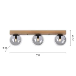 JUST LIGHT LED Deckenleuchte GERDA WIDOW 3-flammig Holz rauchfarben