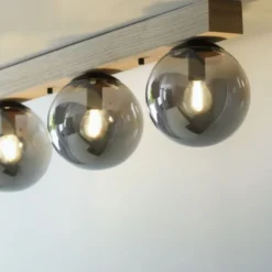 JUST LIGHT LED Deckenleuchte GERDA WIDOW 3-flammig Holz rauchfarben