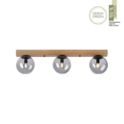 JUST LIGHT LED Deckenleuchte GERDA WIDOW 3-flammig Holz rauchfarben