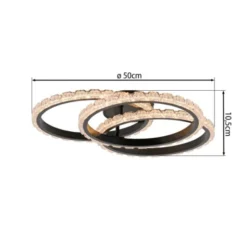 JUST LIGHT LED Deckenleuchte GLITRA schwarz 3 Ringe Kristalloptik