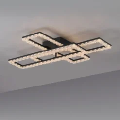JUST LIGHT LED Deckenleuchte GLITRA schwarz Kristalloptik 3 Rechtecke