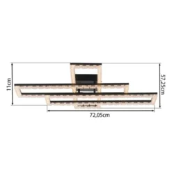 JUST LIGHT LED Deckenleuchte GLITRA schwarz Kristalloptik 3 Rechtecke