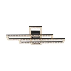 JUST LIGHT LED Deckenleuchte GLITRA schwarz Kristalloptik 3 Rechtecke