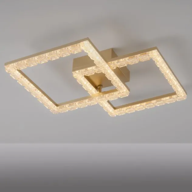 JUST LIGHT LED Deckenleuchte GLITRA messing matt Kristalloptik