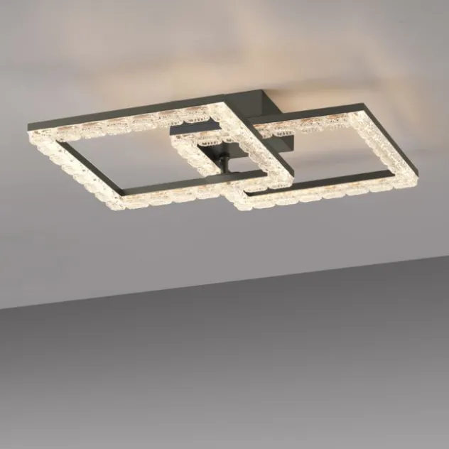 JUST LIGHT LED Deckenleuchte GLITRA schwarz Kristalloptik