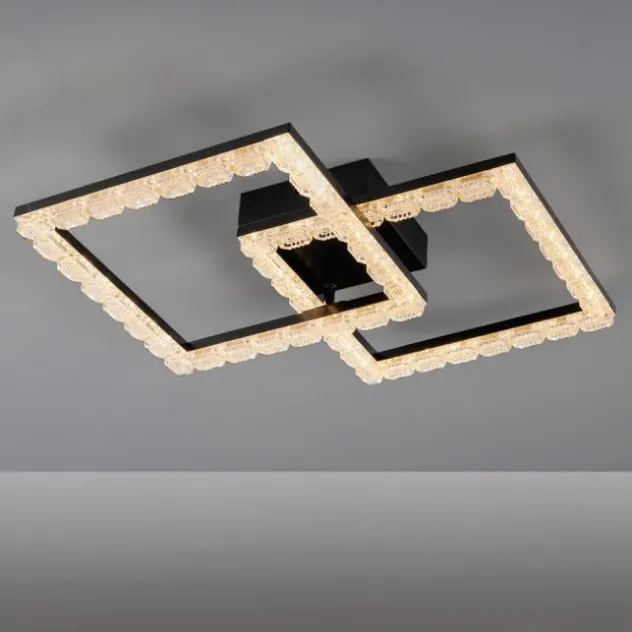 JUST LIGHT LED Deckenleuchte GLITRA schwarz Kristalloptik