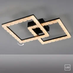JUST LIGHT LED Deckenleuchte GLITRA schwarz Kristalloptik