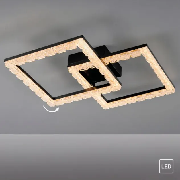 JUST LIGHT LED Deckenleuchte GLITRA schwarz Kristalloptik