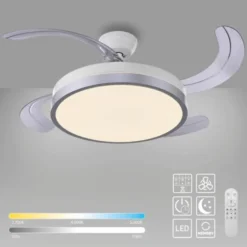 JUST LIGHT LED Deckenleuchte mit Ventilator KOPTA, weiss, Fernbedienung