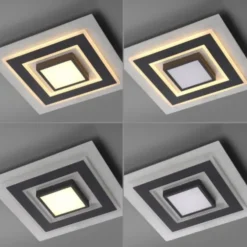 JUST LIGHT LED Deckenleuchte CICHIO silber schwarz quadratisch