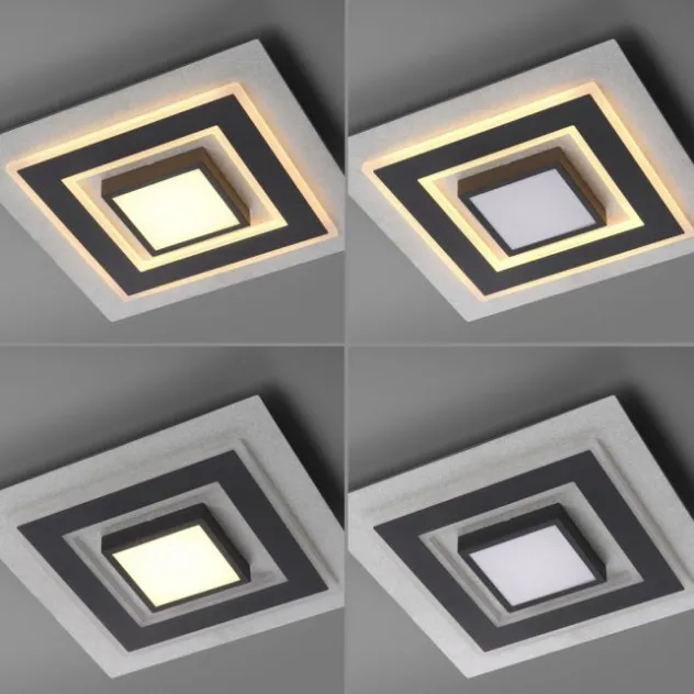 JUST LIGHT LED Deckenleuchte CICHIO silber schwarz quadratisch