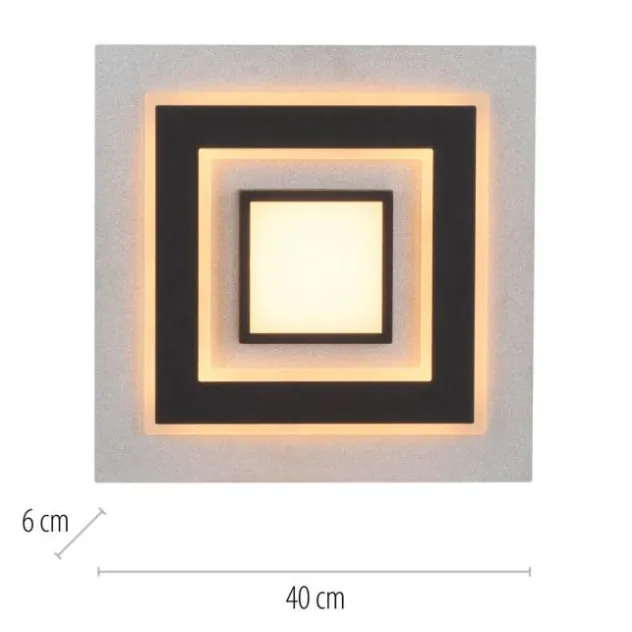 JUST LIGHT LED Deckenleuchte CICHIO silber schwarz quadratisch