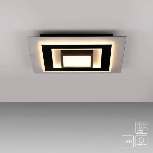 JUST LIGHT LED Deckenleuchte CICHIO silber schwarz quadratisch