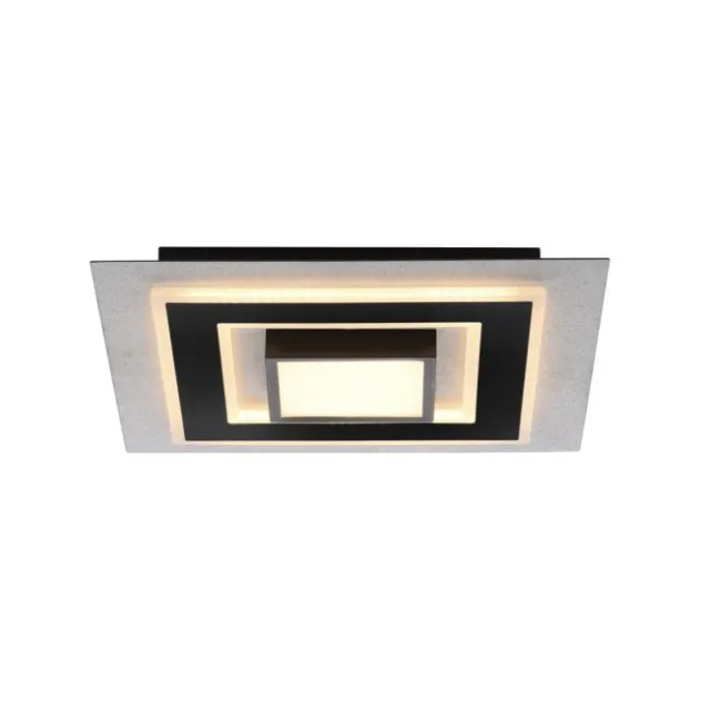 JUST LIGHT LED Deckenleuchte CICHIO silber schwarz quadratisch