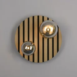 JUST LIGHT LED Deckenleuchte GERDA STIKA Eiche Holz-natur rund Akustikpanel