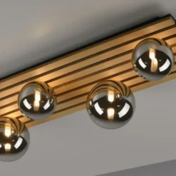 JUST LIGHT LED Deckenleuchte GERDA STIKA Eiche rechteckig Akustikpanel