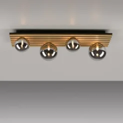 JUST LIGHT LED Deckenleuchte GERDA STIKA Eiche rechteckig Akustikpanel