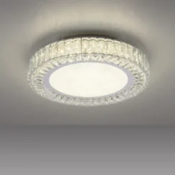 JUST Light LED Deckenleuchte 50cm rund Kristallrand neutralweiß
