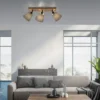 JUST LIGHT LED Deckenleuchte GERDA MICHEL Holz natur 3-flammig Stoffschirm
