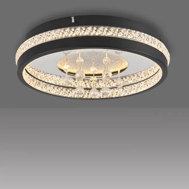 JUST LIGHT LED Kristall Deckenleuchte HANNI, schwarz,
