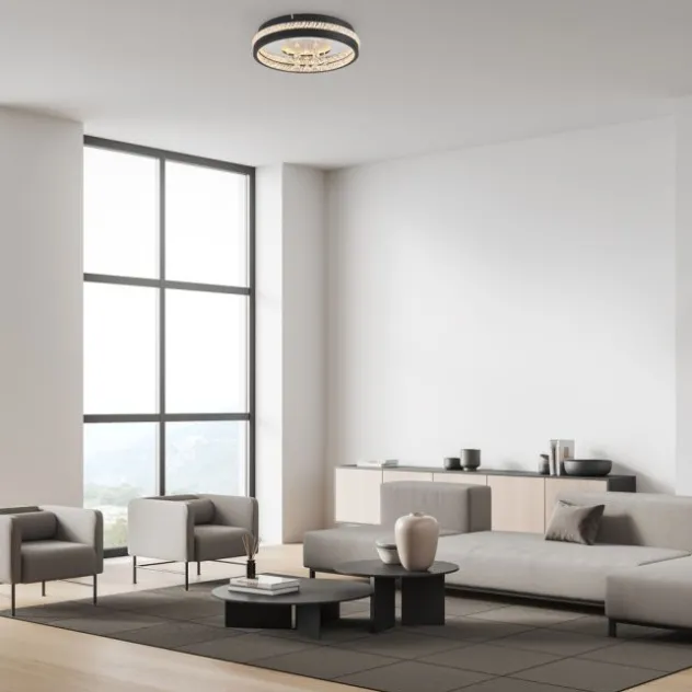 JUST LIGHT LED Kristall Deckenleuchte HANNI, schwarz,