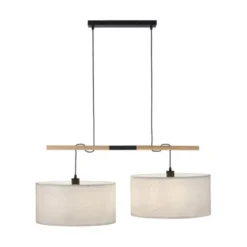 JUST LIGHT LED Pendelleuchte schwarz GERDA SOFIE Holzoptik 2-flammig